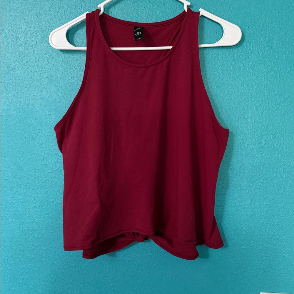Yogalicious Burgundy Twist-Front Tank Top
